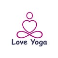 Love yoga logo icon, lotus posture, balance Ã¢â¬â stock 